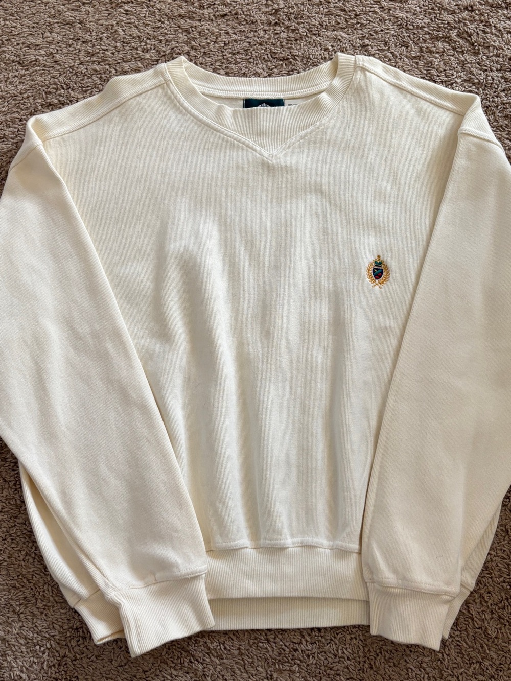 Jantzen Cream Crewneck Sweatshirt with Embroidered Crest